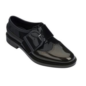 Melissa Brogue Special 8 black jelly Oxford loafer